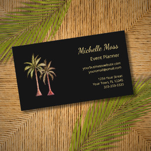 Moderne tropische Palmen Tree Event Planner Schwar Visitenkarte