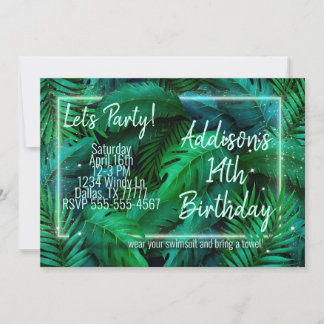 Moderne tropische Party Einladung - Neon Luau