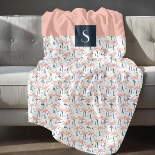Moderne tropische rosa Flamingo-Muster Fleecedecke