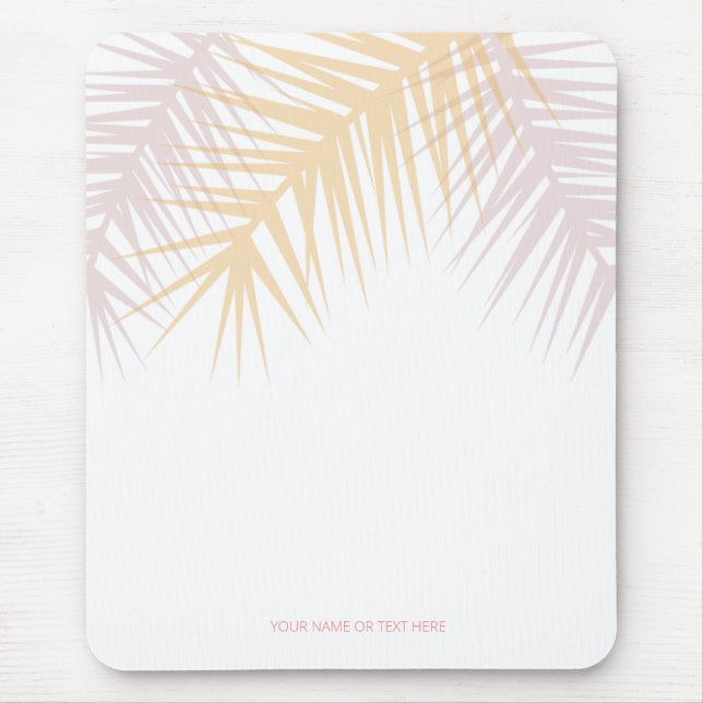 Moderne tropische Rosépalme-Blätter Mousepad (Vorne)