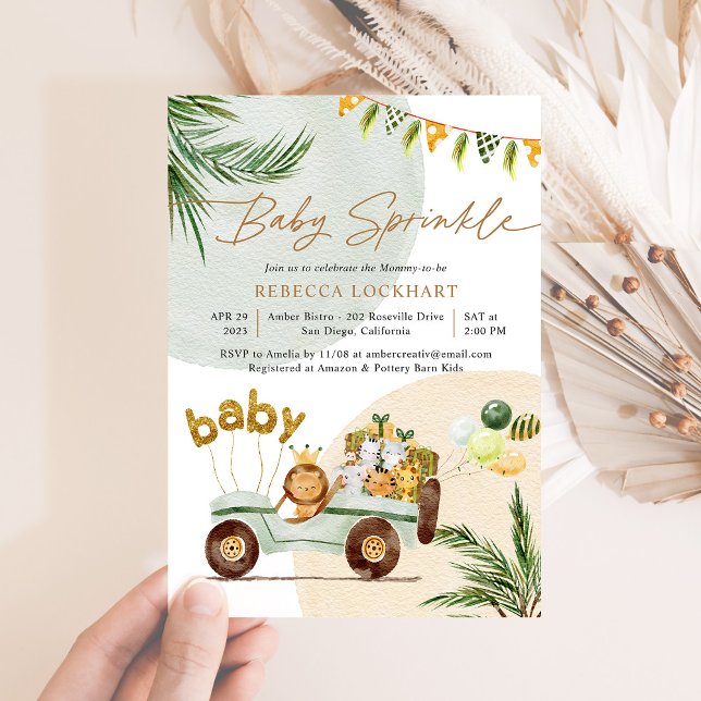 Moderne tropische Safari Baby Animals Baby Sprinkl Einladung (Von Creator hochgeladen)