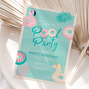 Moderne Tropische Sommer-Poolparty-Einladung Einladung