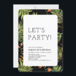 Moderne tropische Sommererwachsene Geburtstagspart Einladung<br><div class="desc">Feiern Sie Ihren besonderen Tag mit dieser tropischen Party Einladung mit schlichten und stilvollen Typografie- und Tropenmustern. Diese Designvorlage ist vollständig anpassbar.</div>