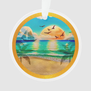Moderne tropische Strandpalmen Sonnenuntergang Url Ornament