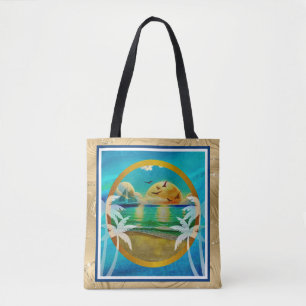 Moderne tropische Strandpalmen Sonnenuntergang Url Tasche