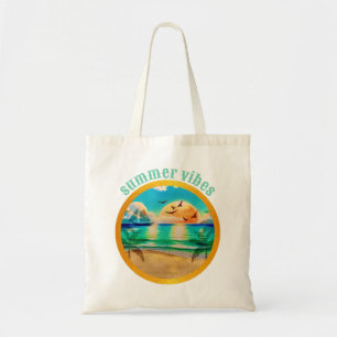 Moderne tropische Strandpalmen Sonnenuntergang Url Tragetasche