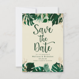 Moderne tropische Themenabende mit Goldene Hochzei Save The Date