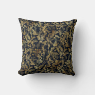 Moderne tropische Vegetation Blue Gold Foliage Kissen