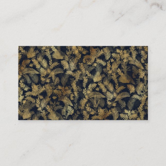 Moderne tropische Vegetation Blue Gold Foliage Visitenkarte (Vorderseite)