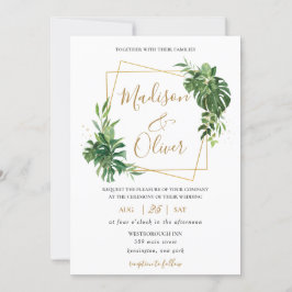 Moderne tropische Vegetation Goldene geometrische  Einladung