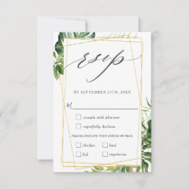 Moderne tropische Vegetation Goldene Hochzeit RSVP Karte