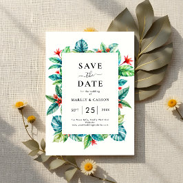 Moderne tropische Vegetation Rahmen Sommerhochzeit Save The Date