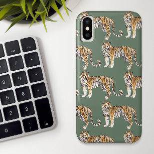 Moderne tropische Wasserfarben Tiger Wildmuster Case-Mate iPhone Hülle
