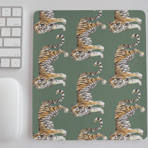 Moderne tropische Wasserfarben-Tiger-Wildnis-Muste Mousepad