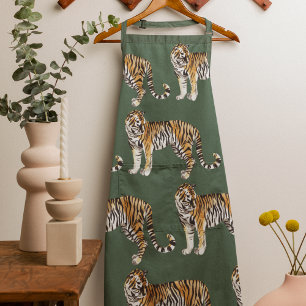 Moderne tropische Wasserfarben-Tiger-Wildnis-Muste Schürze