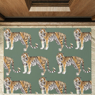 Moderne tropische Wasserfarben-Tiger-Wildnis-Patro Fußmatte