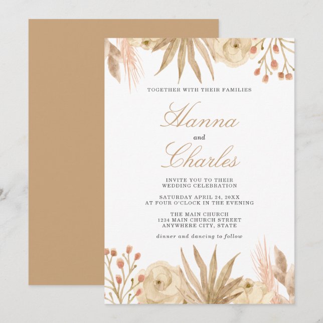 Moderne Tropische Wüste Boho Hochzeitseinladung Einladung (Vorne/Hinten)