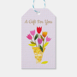 Moderne Tulips Illustrierter Frühlingsfest Geschenkanhänger