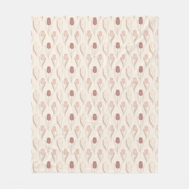 Moderne Tulpen-Blumenmuster Fleecedecke (Vorderseite)