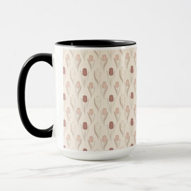 Moderne Tulpen-Blumenmuster Tasse (Links)