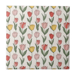Moderne Tulpen-Blumenmuster weiche Botanik Frühlin Fliese