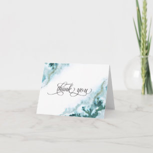 Moderne Türkis-Aquarell-Mosaikachat-BarefootBride™ Dankeskarte