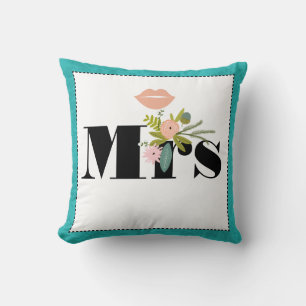 Moderne Türkis-Chartreuse Damask Hochzeit Kissen