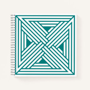 Moderne Türkis-Geometrie-Linienkunst abstraktes Mu Notizbuch
