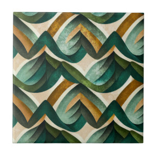 Moderne Türkis-Gold-Abstract-Geometrie Fliese