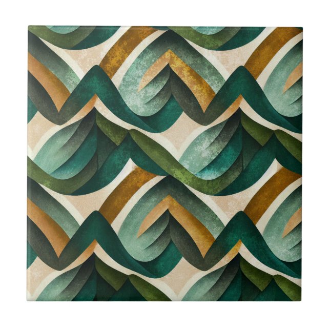 Moderne Türkis-Gold-Abstract-Geometrie Fliese (Vorderseite)