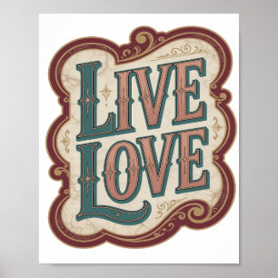 Moderne Türkis LIVE LOVE Design Poster
