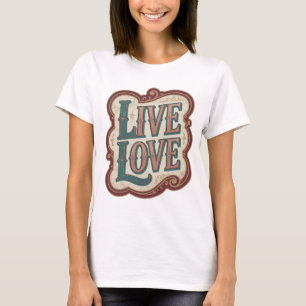Moderne Türkis LIVE LOVE Design T-Shirt