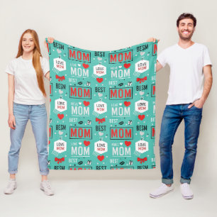 Moderne Türkis-MOM-Typografie-Pop-Design Fleecedecke