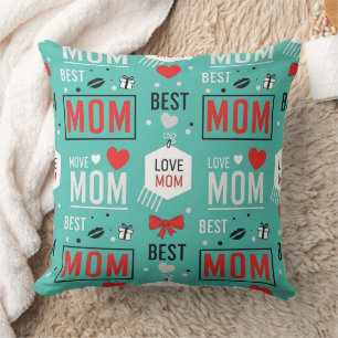 Moderne Türkis-MOM-Typografie-Pop-Design Kissen