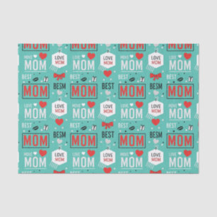 Moderne Türkis-MOM-Typografie-Pop-Design Seidenpapier