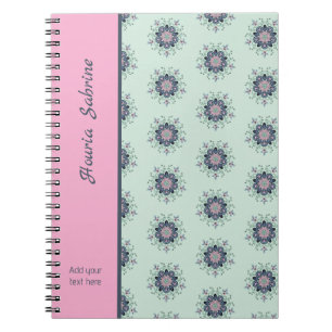 Moderne Türkis-Rosa-Floral-Mandala-Doodle Notizblock