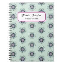 Moderne Türkis-Rosa-Floral-Mandala-Doodle