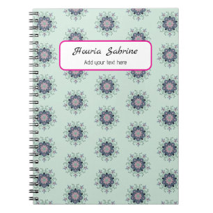 Moderne Türkis-Rosa-Floral-Mandala-Doodle Notizblock