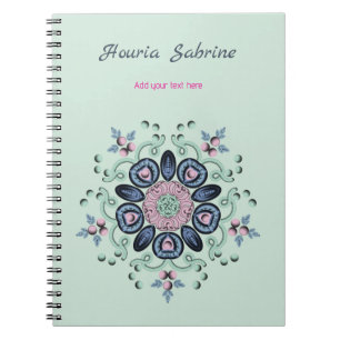 Moderne Türkis Rosa Florale Mandala-Kritzeleien  Notizblock