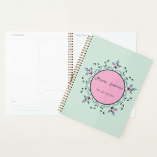 Moderne Türkis Rosa Florale Mandala Kritzeleien Planer
