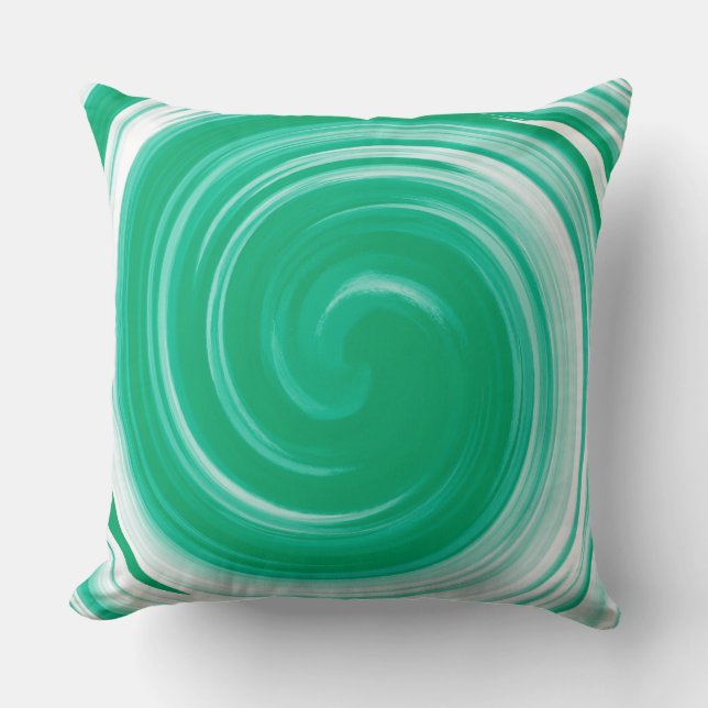 Moderne Türkis Swirt Abstrakte Kunst Kissen (Vorderseite)