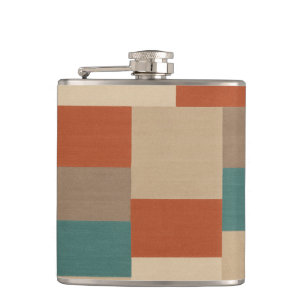 Moderne Türkis- und Beige-Geometrieblöcke Flachmann