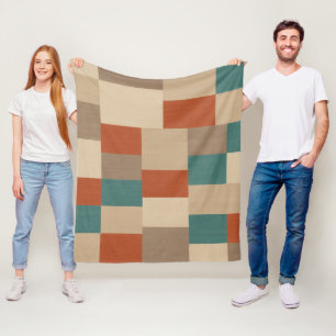 Moderne Türkis- und Beige-Geometrieblöcke Fleecedecke