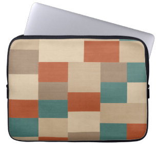 Moderne Türkis- und Beige-Geometrieblöcke Laptopschutzhülle