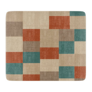 Moderne Türkis- und Beige-Geometrieblöcke Schneidebrett