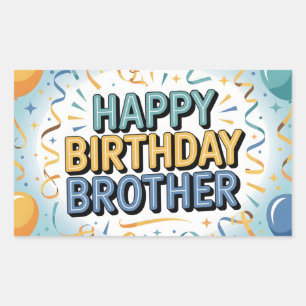 Moderne Türkis und Gelb "HAPPY BIRTHDAY BROTHER" Rechteckiger Aufkleber