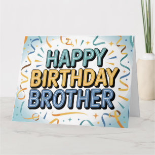 Moderne Türkis und Gelbe "HAPPY BIRTHDAY BROTHER"  Karte