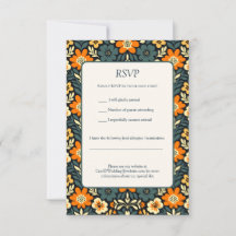 Moderne Türkis- und Orange-Blumen-Design