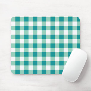 Moderne Türkis-Weiß-Gingham-Karo Mousepad