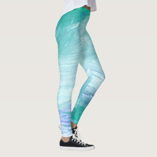 Moderne türkisblaue Abstrakte Pinselstriche Leggings